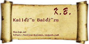 Kallós Balázs névjegykártya